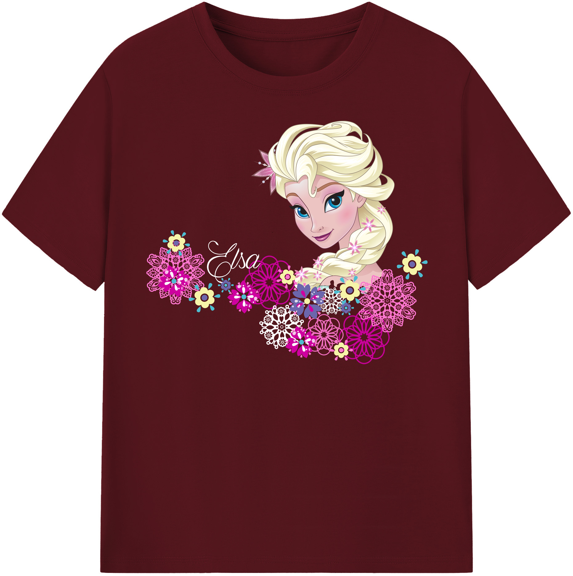 （画像用） アナと雪の女王 アンナ エルサ Frozen Anna Elsa 綿100％半袖Tシャツ（フロントプリント）